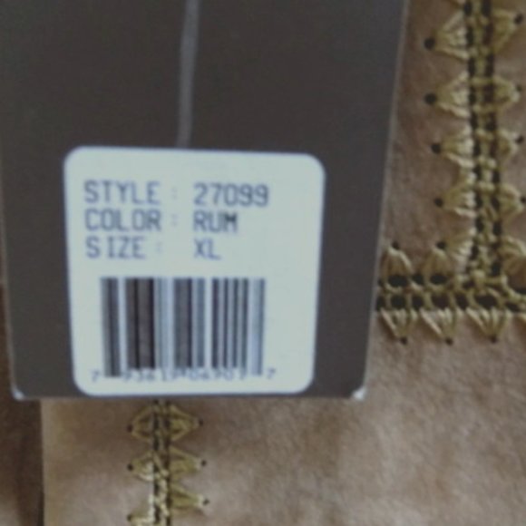 NWT Genuine suede leather coat Tan XL Gold stitches Brown Full-length Lined New - Picture 7 of 7